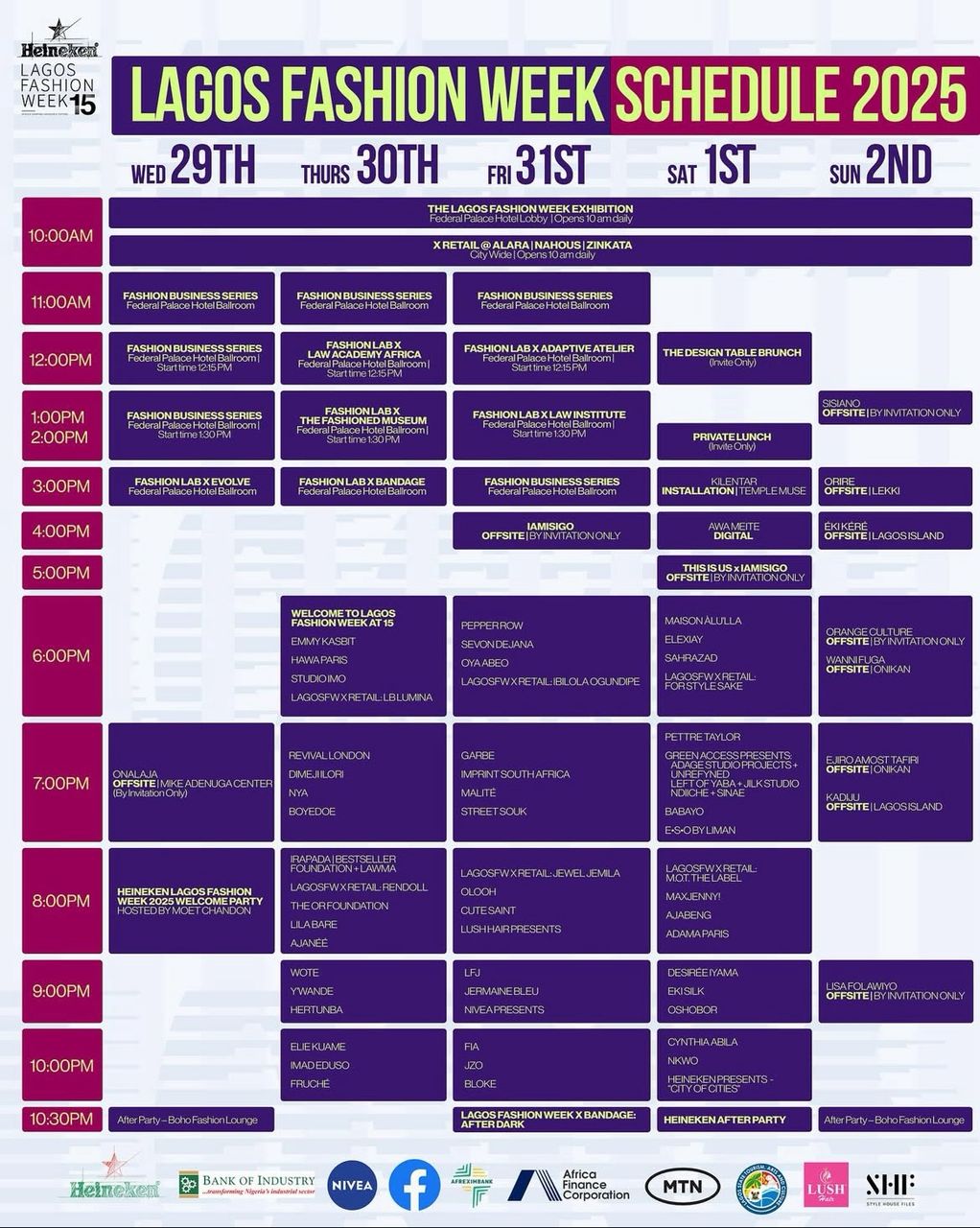 Lagos Fashiob Week 2025 Show Schedule